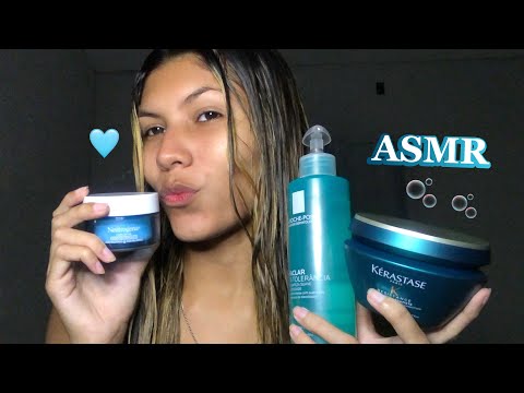 ASMR APLICADO | HIDRATANDO MEU CABELO E LIMPANDO MEU ROSTO