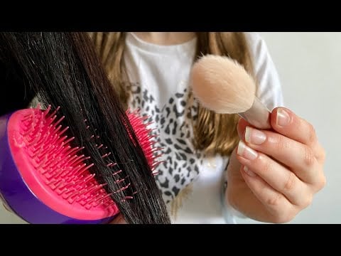 ASMR brushing your hair + doing your make up | REAL HAIR | actual camera touching | lo-fi