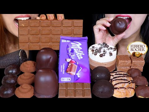 ASMR GIANT CHOCOLATE MARSHMALLOWS, BIG MILKA CHOCOLATE BAR, ICE CREAM BON BON, OREO, MOUSSE CAKE 먹방