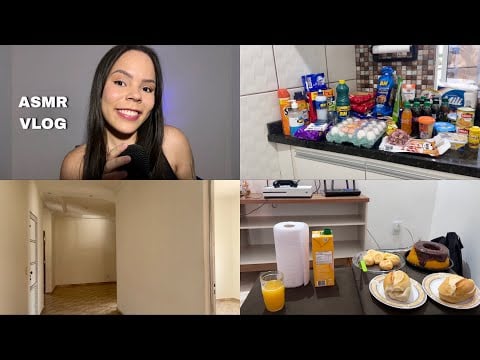 ASMR PRIMEIRO VLOG DO CANAL - MUDANÇA DE CASA, COMPRAS NO MERCADO..