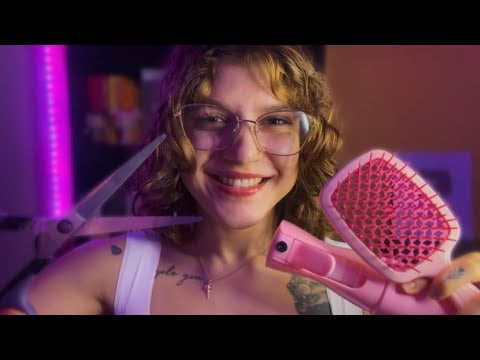 ASMR CABELEIREIRA CORTANDO SEU CABELO ✂️