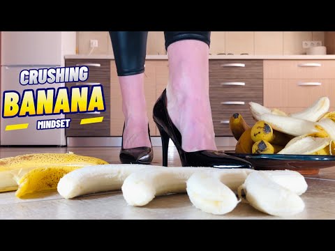 Cat Pumps vs. Banana Army! Oddly Satisfying Heels Crushing Food! ASMR