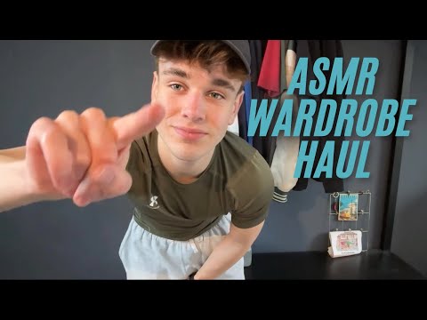 ASMR Wardrobe Haul👕~ male whispers, fabric scratching, layered sounds