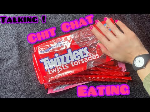 ASMR TWIZZLERS Twists Strawberry Flavored Candy Eating +Crinkles Candy Package Soft Spoken Chit Chat