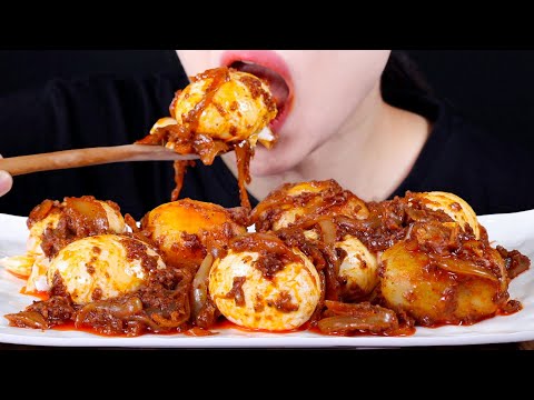 ASMR MUKBANG | Egg Boil | Onion Boil Part 2 | Seafood Boil Sauce with Soft Boiled Eggs and Potatoes