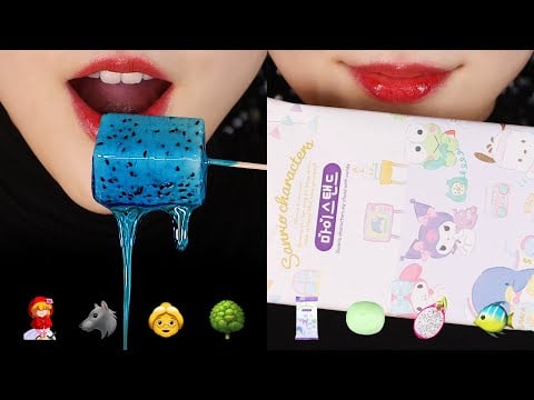EMOJI FOOD CHALLENGE ASMR SANRIO CHARACTERS MY STAND UNBOXING, DRAGON FRUITS ETC 🐱