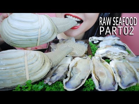 ASMR MOST POPULAR RAW SEAFOOD ON MY CHANNEL PART 02 GEODUCK MIYAGI OYSTER JELLYFISH | LINH-ASMR