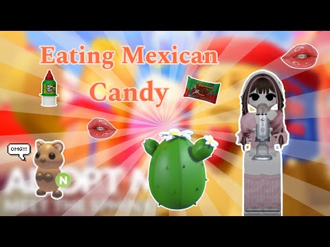 ASMR Eating Mexican candy || making neon quokka adopt me!🤍