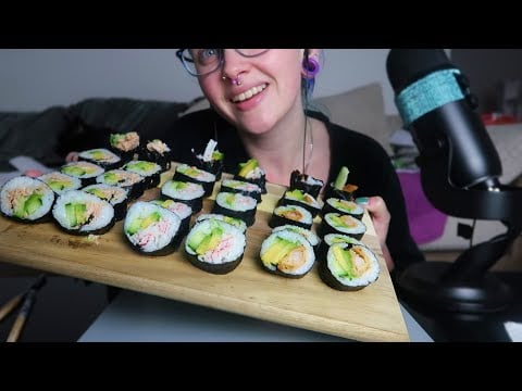 ASMR Eating Homemade Sushi Platter (EATING SOUNDS) 🍣 😋