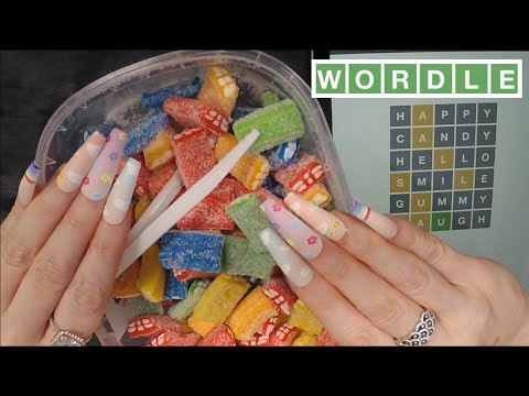 ASMR WORDLE & Gummy Candy Eating on iPad | Whispered Game Play