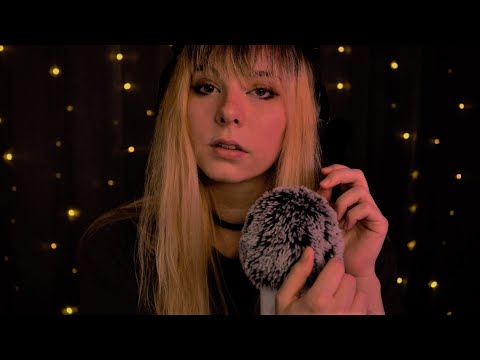 ASMR | close up whispering, fluffy mic & rain sounds - blue yeti