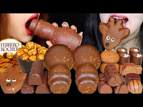 ASMR FERRERO CHOCOLATE SNOWMAN, MINI DOVE ICE CREAM, MARSHMALLOW POP, CARAMEL MOUSSE CAKE, JELLY 먹방