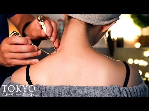 ASMR 眠くなるチクタクと優しい銀コロの音 (首肩マッサージ) Sleepy gentle sound of metal rollers (shoulder massage)