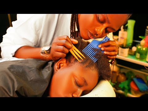 ASMR✨No Gum braid takedown, scalp scratching on braids, nape and head massage.