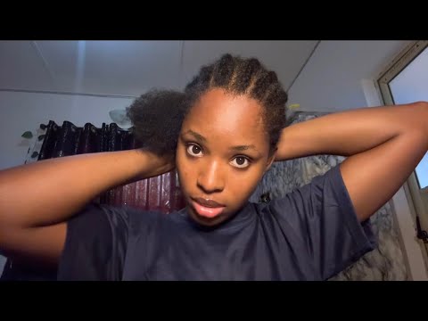 ASMR Gum Chewing While Loosing My Cornrow Braids   Into Afro 🪮