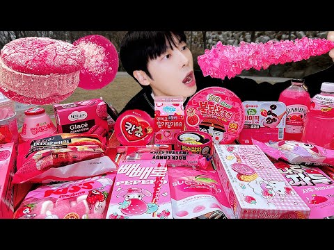 ASMR MUKBANG | 핑크 아이스크림 젤리 먹방 불닭볶음면 초콜릿 & PINK DESSERT  JELLY CANDY