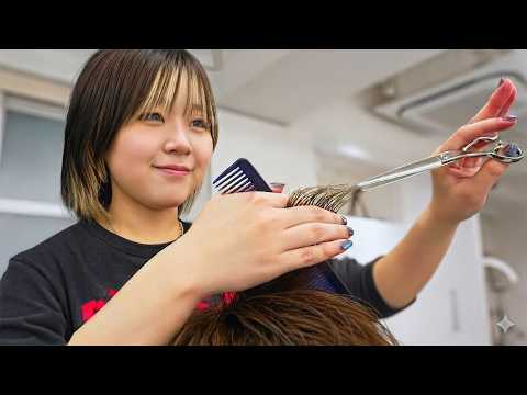 (ASMR) Modern Salon Meets Traditional Barber: Scissors & Straight Razor