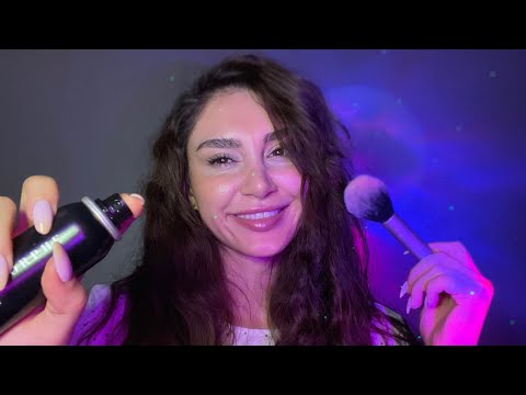 ای اس ام ار میکاپ و گپ خودمونی /معرفی لوازم آرایش💃🏼💄/chit chat,nail tappingand doing my make up ASMR