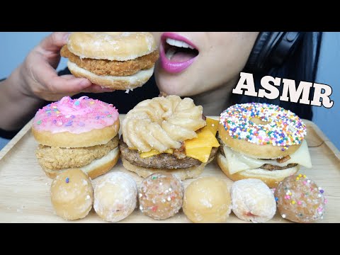 ASMR CHICKEN DONUT SANDWICH + DONUT BURGERS (SWEET AND SAVORY EATING SOUNDS) | SAS-ASMR