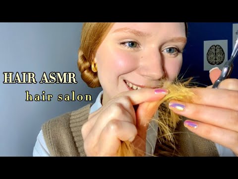 HAIR ASMR 💇‍♀️ haircut,mousse,hair play, brushing, water 💦 🪮HAIR SALON