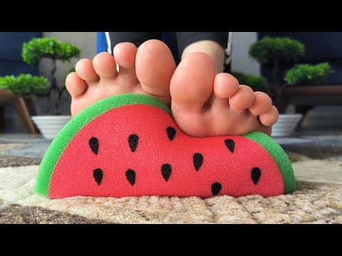 ASMR FEET CLOSE UP TRIGGERS | Foot Foam Sponge Sounds