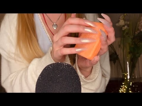 ASMR | aggressive soap scratching and tapping ✨ long sharp nails ✨ no talking