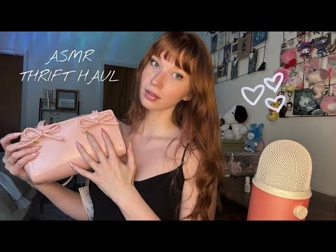 ASMR ♡ Thrifted Try On Haul (Fabric Scratching/Sounds, Whisper Rambles)