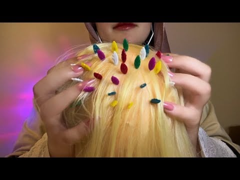 ASMR Pins Poking & Plucking (scalp scratching - no talking)