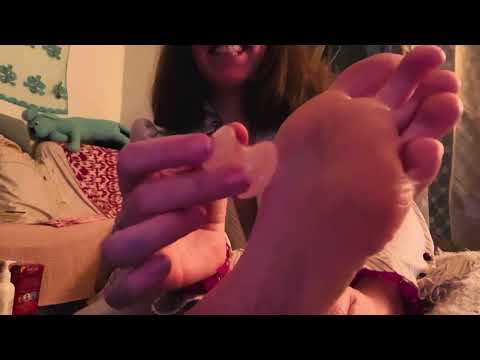 ASMR rose stone massage on bare feet gentle relaxing