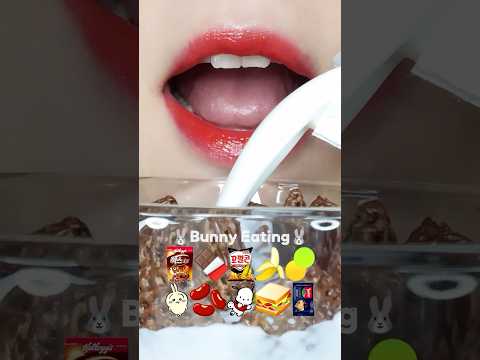 ASMR EMOJI FOOD 🍫🍌🟢🐰🫘🐶🥪이모지 먹방 (sped up)