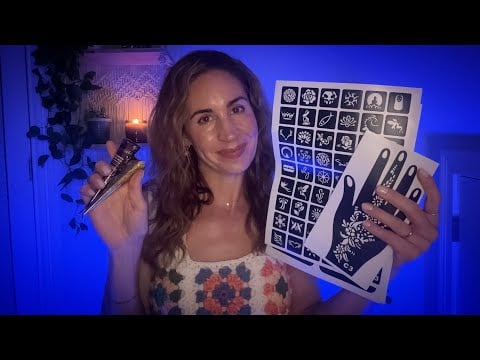 ASMR | Relaxing Henna Tattoo 🌿 Personal Attention, Soft Whispers & Gentle Tracing & Drawing Sounds ✨