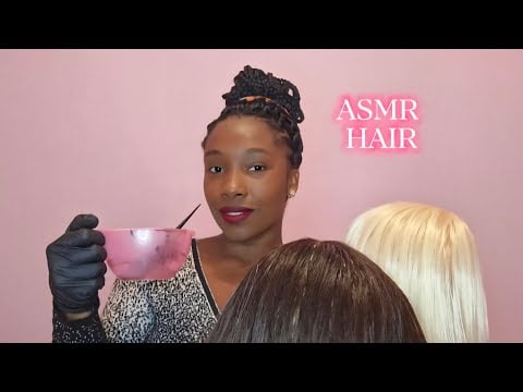 ASMR CASEIRO - CABELEIREIRA PINTA E CORTA SEU CABELO. (sons em camadas, voz suave) 