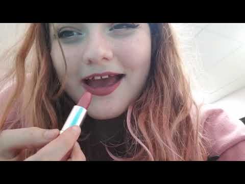 ASMR up close lipstick and lipgloss application