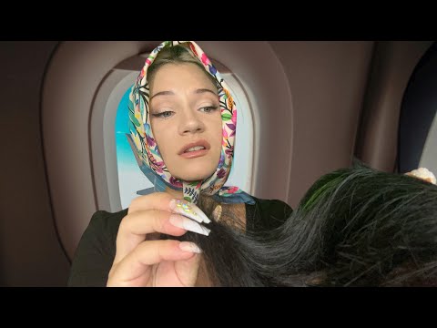 ASMR Balkan Auntie Does Your Hair on the Airplane (Accent, Roleplay)