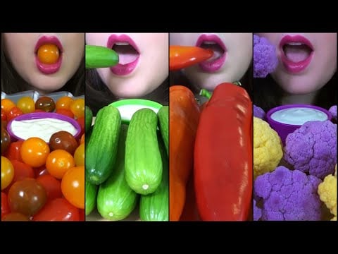 HEALTHY ASMR COMPILATION - Mono Raw Veggie Platters [Eating Sounds]