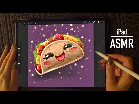 😴iPad ASMR - Painting a taco - Clicky Whispers - Writing Sounds