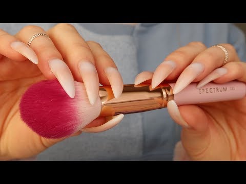 FACE & CAMERA BRUSHING / TRACING GENTLE MIC SOUNDS NO-TALKING ASMR || SOME TAPPING LONG NAILS ASMR