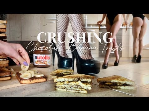 High Heels Crushing Food: Pea vs. Banana Nutella Toasts! Oddly Satisfying ASMR