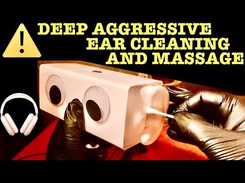 ASMR|⚠️DEEP INTENSE FAST AGGRESSIVE EARS CLEANING AND MASSAGE WITH HANDS AND Q-TIPS &GLOVES-BINAURAL