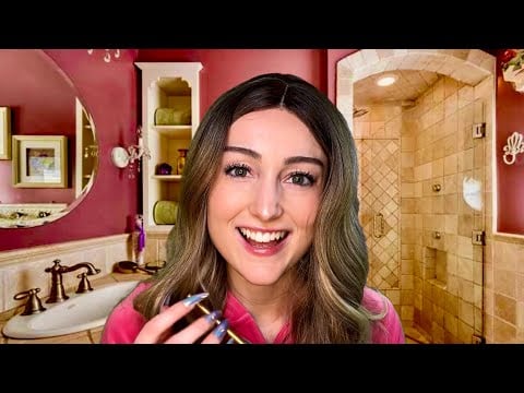 ASMR 💄 Popular Girl Does Your Makeup in the Bathroom at a Party Roleplay (layered makeup sounds)