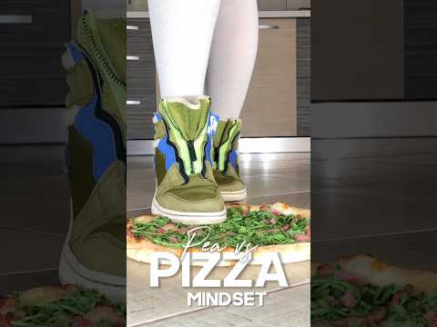 Pea vs. Pizza! Air Jordan Shoes Crushing Food! Oddly Satisfying! ASMR