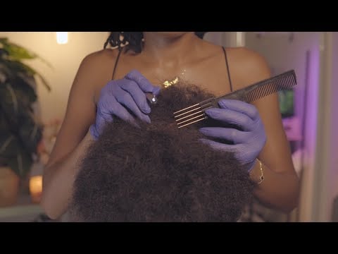 ASMR | Very Relaxing Scalp Inspection 🔦 Scalp Scratching & Massage on Afro Hair ✨