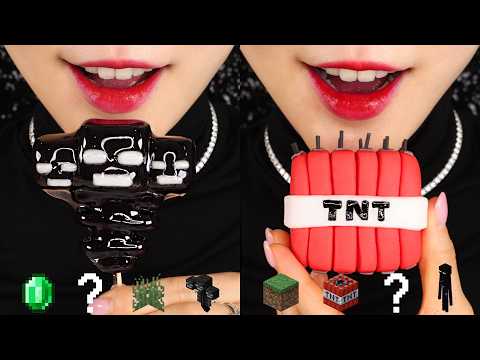 MINECRAFT FOOD ASMR IN REAL LIFE ASMR 🖤 SUGAR FONDANT EATING SOUND, MINECRAFT KEY CHAIN UNBOXING ❤️
