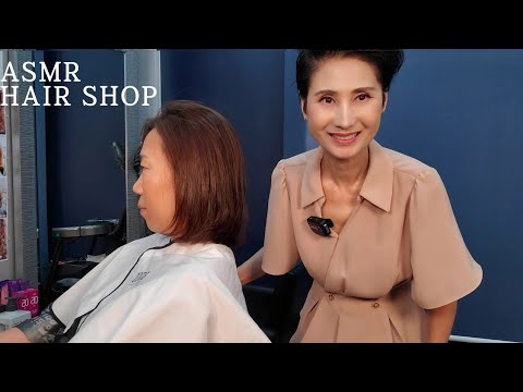 미용실 ASMR 중단발 뿌리 볼륨매직(안말음)  Medium-short root volume magic (not rolled)/Korean hair salon