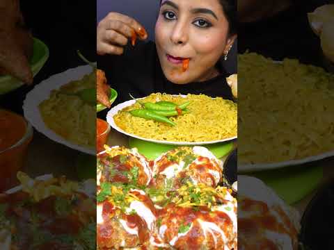 ASMR Eating Spicy Aloo Samosa,Pani Puri,Momos,Dahi Kachori,Maggi Masala Noodles ASMR Eating Mukbang