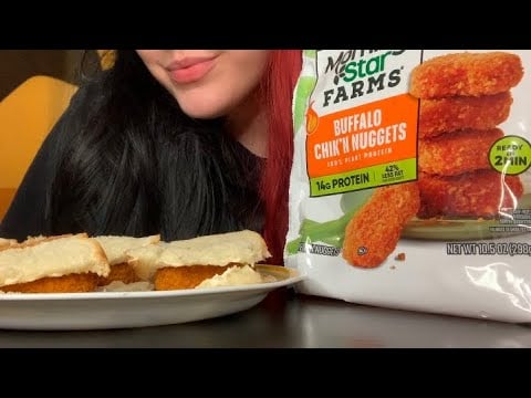 ASMR Eating Mini Vegan Chicken Sandwiches