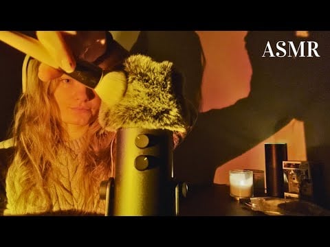 ASMR w/ fluffy microphone (trigger words, mic brushing, scratching)