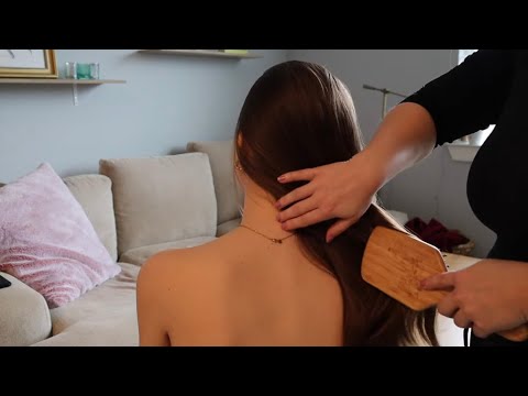 ASMR Relaxing Hair Play, Neck Pampering, Hair Brushing, Back Scratch & Scalp Massage | No Talking