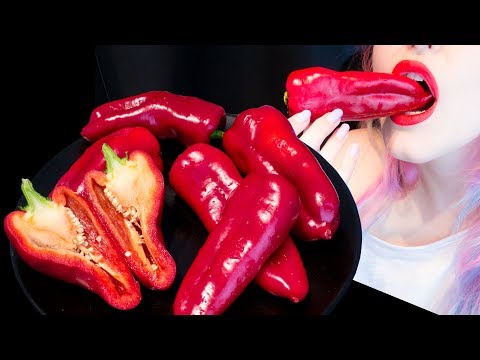 ASMR: Loud Crunch ~ Raw Red Pointed Peppers | Super Crispy ~ Relaxing Eating [No Talking|V] 😻