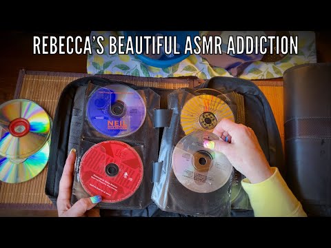 Organizing & cleaning CD's ASMR (Gum Chewing/no talking, request) Plastic crinkles & water sounds.